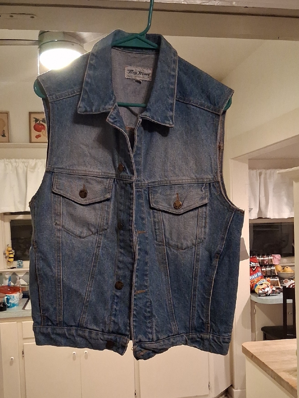 Paris Blues Light Blue Denim Vest with Contrast Stitching